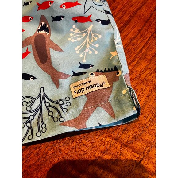 Flap Happy Baby Boys Swim Trunks Shark Print UPF 50+ Size 24M NWT 1987 80s VTG - Picture 4 of 7